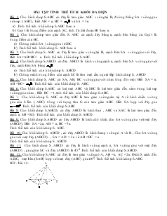 Giáo án lớp 12 môn Hình học - Bài tập tính thể tích khối đa diện