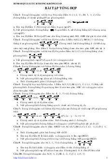 Giáo án lớp 12 môn Hình học - Bài tập tổng hợp