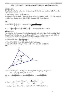 Giáo án lớp 12 môn Hình học - Bài toán cực trị trong hình học không gian
