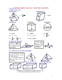 Giáo án lớp 12 môn Hình học - Chủ đề: Khối đa diện, mặt cầu, mặt trụ, mặt nón
