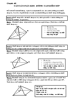 Giáo án lớp 12 môn Hình học - Chuyên đề : Các cách xác định đường cao khối chóp
