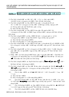 Giáo án lớp 12 môn Hình học - Dạng 1: Khối chóp có cạnh bên vuông góc với đáy