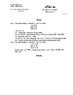 Giáo án lớp 12 môn Hình học - Đề 1 Kiểm tra thời gian: 45 phút