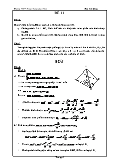 Giáo án lớp 12 môn Hình học - Đề 11 ôn thi tốt nghiệp