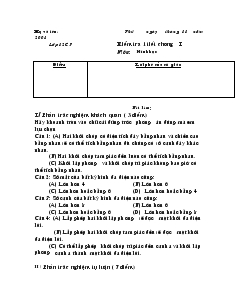 Giáo án lớp 12 môn Hình học - Đề kiểm tra 01 tiết chương I