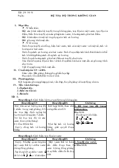 Giáo án lớp 12 môn hình học - Hệ toạ độ trong không gian (tiếp)