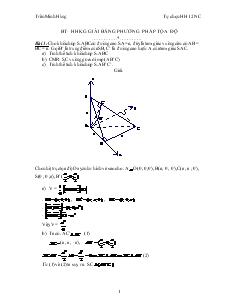 Giáo án lớp 12 môn Hình học - Hình học không gian Giải bằng phương pháp tọa độ