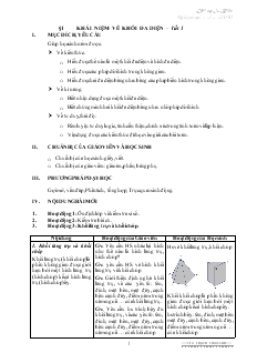 Giáo án lớp 12 môn Hình học - Khái niệm về khối đa diện – tiết 1