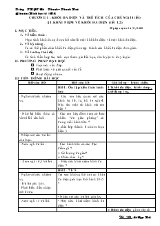 Giáo án lớp 12 môn Hình học - Khái niệm về khối đa diện (tiết 1,2)