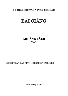 Giáo án lớp 12 môn Hình học - Khoảng cách tiết 1