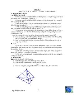 Giáo án lớp 12 môn Hình học - Khoảng cách và góc trong không gian