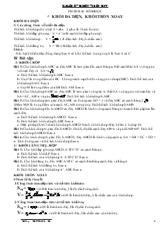 Giáo án lớp 12 môn Hình học - Khối đa diện, khối tròn xoay