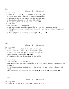 Giáo án lớp 12 môn Hình học - Kiểm tra 1 tiết  chương III