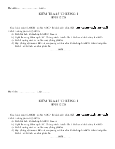 Giáo án lớp 12 môn Hình học - Kiểm tra 45 phút chương I