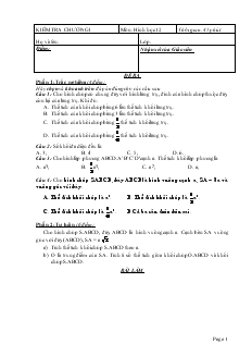 Giáo án lớp 12 môn Hình học - Kiểm tra chương 1