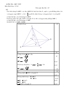 Giáo án lớp 12 môn Hình học - Kiểm tra một tiết 45 phút