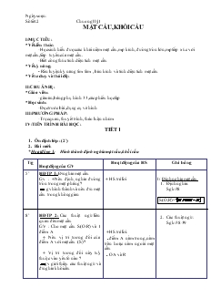 Giáo án lớp 12 môn Hình học - Mặt cầu, khối cầu