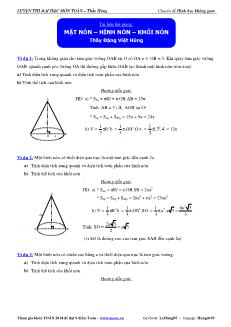 Giáo án lớp 12 môn Hình học - Mặt nón – hình nón – khối nón - Đặng Việt Hùng