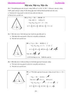 Giáo án lớp 12 môn Hình học - Mặt nón. Mặt trụ. Mặt cầu