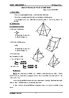 Giáo án lớp 12 môn Hình học - Một số bài toán về tỷ số thể tích - Đặng Bá Bảy