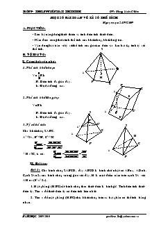 Giáo án lớp 12 môn Hình học - Một số bài toán về tỷ số thể tích (tiếp theo)