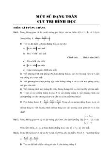 Giáo án lớp 12 môn Hình học - Một số dạng toán cực trị hình học