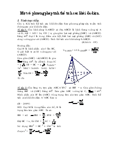 Giáo án lớp 12 môn Hình học - Một số phương pháp tính thể tích các khối đa diện