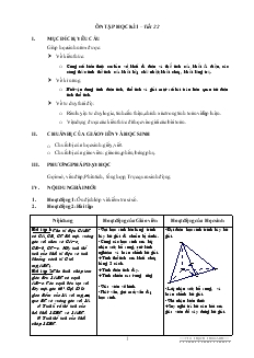 Giáo án lớp 12 môn Hình học - Ôn tập học kì 1 – tiết 22