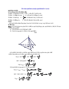 Giáo án lớp 12 môn Hình học - Ôn thi khối đa diện, khối tròn xoay