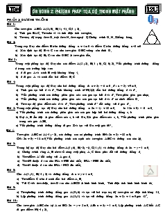 Giáo án lớp 12 môn Hình học - Ôn vòng 2: Phương pháp tọa độ trong mặt phẳng