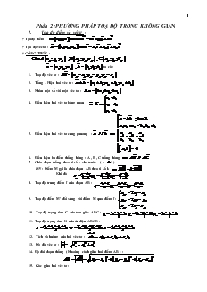 Giáo án lớp 12 môn Hình học - Phần 2 : Phương pháp toạ độ trong không gian