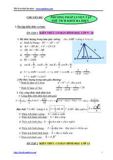 Giáo án lớp 12 môn Hình học - Phương pháp luyện tập thể tích khối đa diện