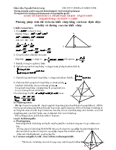 Giáo án lớp 12 môn Hình học - Phương pháp tính thể tích của khối chóp bằng cách xác định diện tích đáy và đường cao của khối chóp