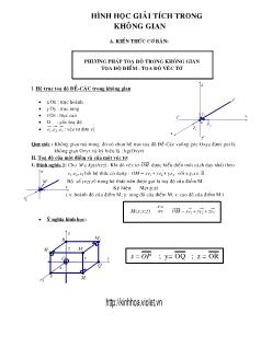 Giáo án lớp 12 môn Hình học - Phương pháp toạ độ trong không gian tọa độ điểm - Tọa độ véc tơ