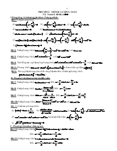 Giáo án lớp 12 môn Hình học - Phương trình lượng giác