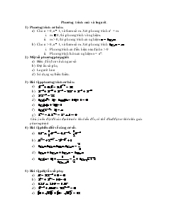 Giáo án lớp 12 môn Hình học - Phương trình mũ và logarit