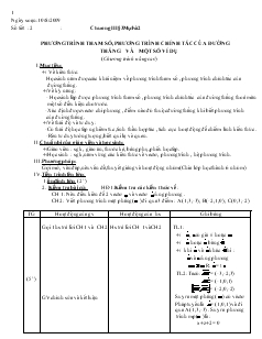 Giáo án lớp 12 môn Hình học - Phương trình tham số, phương trình chính tắc của đường thẳng và một số ví dụ