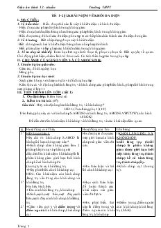 Giáo án lớp 12 môn Hình học - Tiết 1- 2 - Bài 01: Khái niệm về khối đa diện