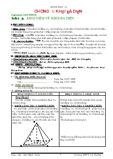 Giáo án lớp 12 môn Hình học - Tiết 1 - Bài 1: Khái niệm về khối đa diện (tiếp)