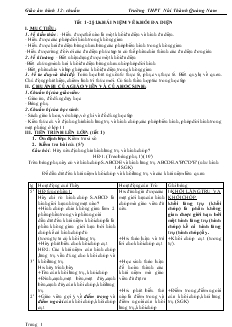 Giáo án lớp 12 môn Hình học - Tiết 1 và 2 - Bài thứ 01: Khái niệm về khối đa diện