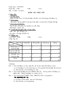 Giáo án lớp 12 môn Hình học - Tiết 11: Kiểm tra một tiết