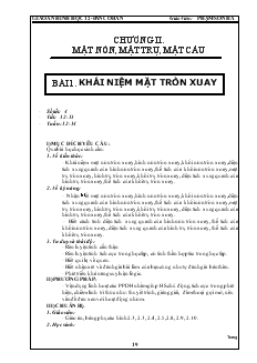 Giáo án lớp 12 môn Hình học - Tiết 12, 15 - Tuần 12, 14: Bài 1: Khái niệm mặt tròn xoay