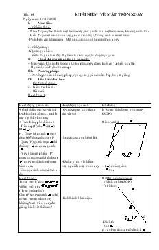 Giáo án lớp 12 môn Hình học - Tiết: 14: Khái niệm về các mặt tròn xoay