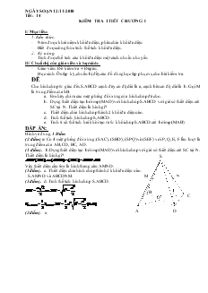 Giáo án lớp 12 môn Hình học -Tiết: 14: Kiểm tra 1tiết chương I