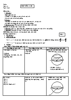 Giáo án lớp 12 môn Hình học - Tiết 14: Mặt cầu ( 4 tiết)
