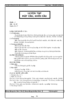 Giáo án lớp 12 môn Hình học - Tiết 18, 19 - Tuần 16, 17: Luyện tập mặt cầu, khối cầu