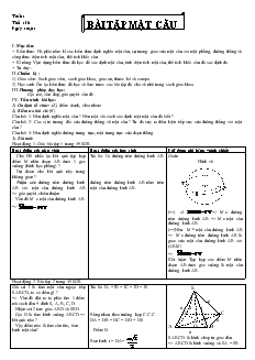 Giáo án lớp 12 môn Hình học - Tiết 18: Bài tập mặt cầu