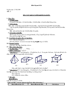 Giáo án lớp 12 môn Hình học - Tiết :2: Bài tập khái niệm khối đa diện