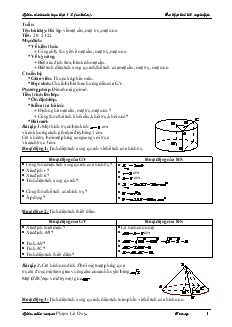Giáo án lớp 12 môn Hình học - Tiết 20, 21, 022: Bài tập về mặt cầu, mặt trụ, mặt nón