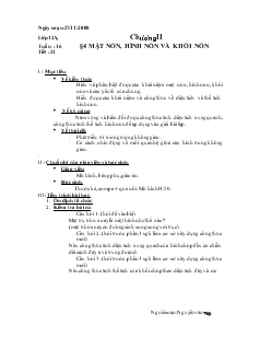 Giáo án lớp 12 môn Hình học - Tiết 21 - Bài 4: Mặt nón, hình nón và khối nón